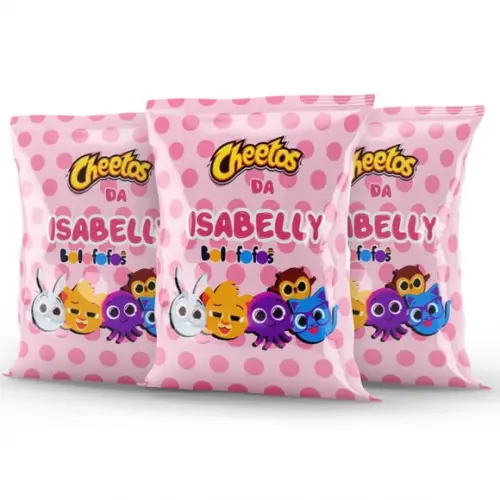 Salgadinho Cheetos Personalizado Bolofofos Rosa | Lembrancinha Festa Infantil