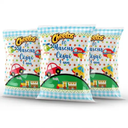 Salgadinho Cheetos Personalizado Meios de Transportes | Lembrancinha Festa Infantil