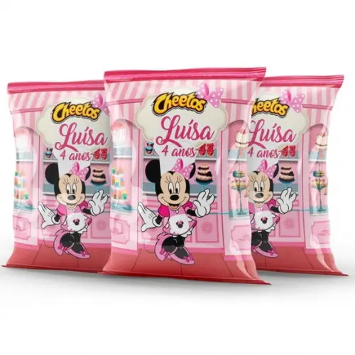 Salgadinho Cheetos Personalizado Minnie Confeiteira | Lembrancinha Festa Infantil