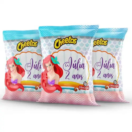 Salgadinho Cheetos Personalizado Pequena Sereia Ariel | Lembrancinha Festa Infantil
