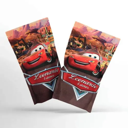 Saquinho Metalizado Ziplock Carros Zip Lock G 12 x 20 cm Personalizado | Lembrancinha Festa Infantil