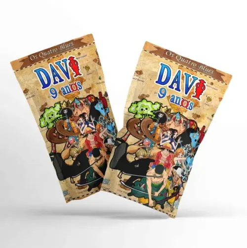 Saquinho Metalizado Ziplock One Piece G 12 x 20 cm Personalizado | Lembrancinha Festa Infantil