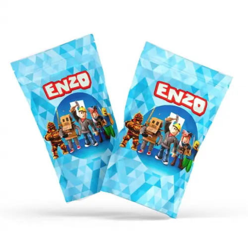 Saquinho Metalizado Ziplock Roblox G 12 X20 cm Personalizado | Lembrancinha Festa Infantil
