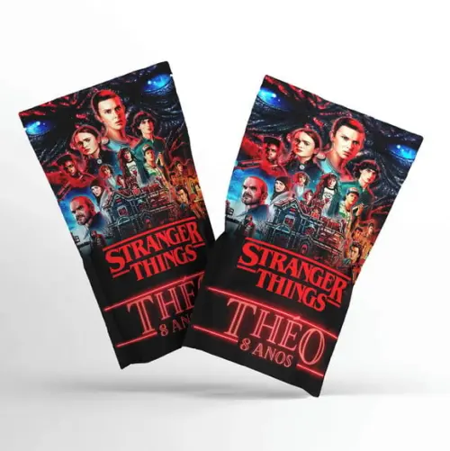 Saquinho Metalizado Ziplock Stranger Things G 12 x 20 cm Personalizado | Lembrancinha Festa Infantil