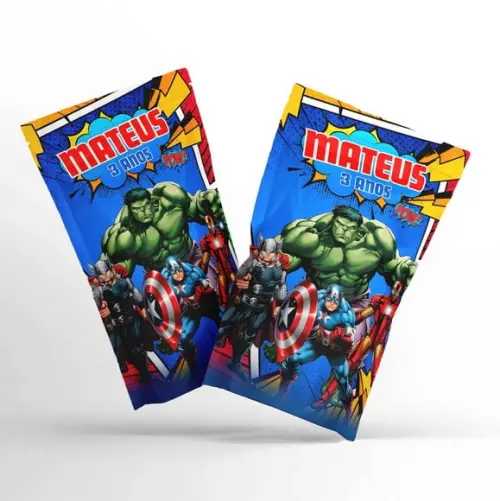 Saquinho Metalizado Ziplock Vingadores G 12 x 20 cm Personalizado | Lembrancinha Festa Infantil