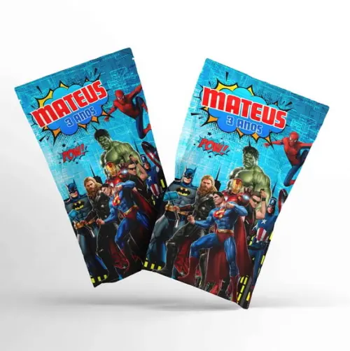 Saquinho Metalizado Ziplock Vingadores G 12 x 20 cm Personalizado | Lembrancinha Festa Infantil