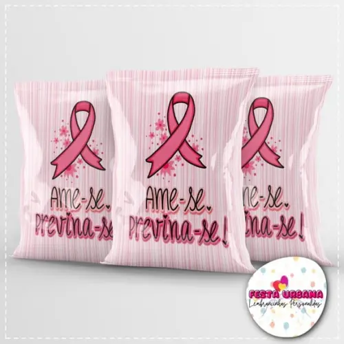 Saquinho Outubro Rosa Personalizado | Lembrancinha Festa Infantil