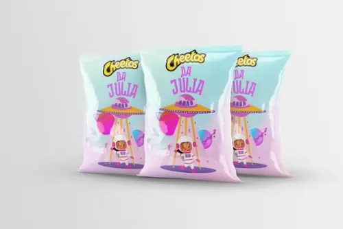 Saquinho Astronauta Menina Rosa Personalizado | Lembrancinha Festa Infantil