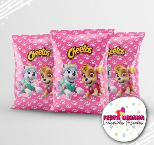 Saquinho Patrulha Canina Rosa Personalizado | Lembrancinha Festa Infantil