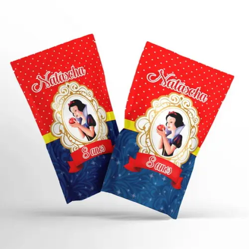Saquinho Metalizado Ziplock Zip Lock Branca de Neve G 12 X20 cm Personalizado | Lembrancinha Festa Infantil
