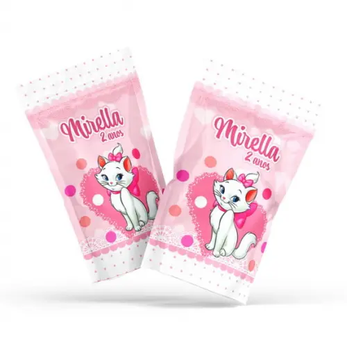 Saquinho Metalizado Ziplock Zip Lock Gatinha Marie G 12 X20 cm Personalizado | Lembrancinha Festa Infantil