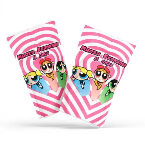 Saquinho Metalizado Ziplock Zip Lock Meninas Super Poderosas G 12 X20 cm Personalizado | Lembrancinha Festa Infantil