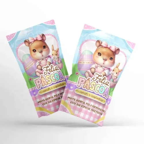 Saquinho Metalizado Ziplock Zip Páscoa Capivara Candy G 12 X20 c