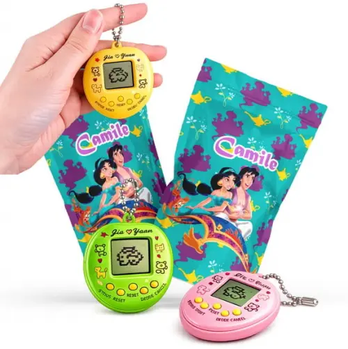 Saquinho Metalizado Ziplock Tamagotchi Jasmine Bichinho Virtual no Zip Personalizado | Lembrancinha Festa Infantil