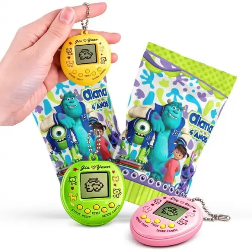 Saquinho Metalizado Ziplock Tamagotchi Monstros S.a Bichinho Virtual no Zip Personalizado | Lembrancinha Festa Infantil