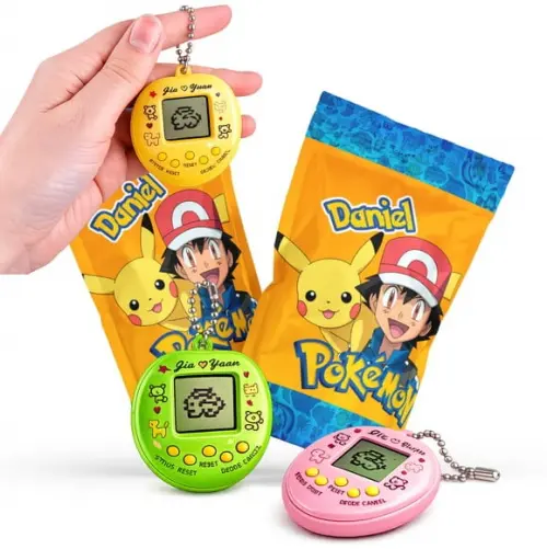 Saquinho Metalizado Ziplock Tamagotchi Pokémon Bichinho Virtual no Zip Personalizado | Lembrancinha Festa Infantil