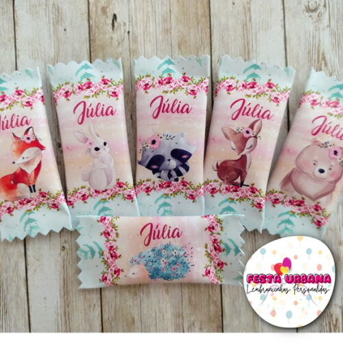 Bala Personalizada Bosque Rosa | Lembrancinha Festa Infantil
