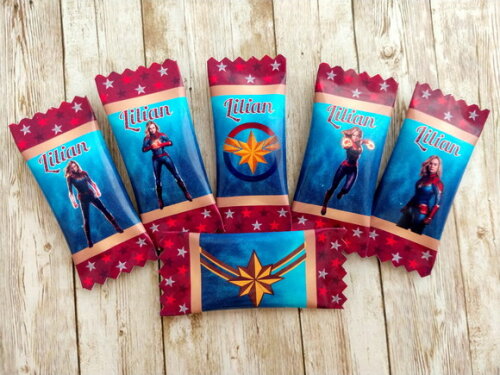 Bala Personalizada Capitã Marvel | Lembrancinha Festa Infantil