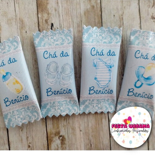 Bala Personalizada Chá de Bebê Azul | Lembrancinha Festa Infantil