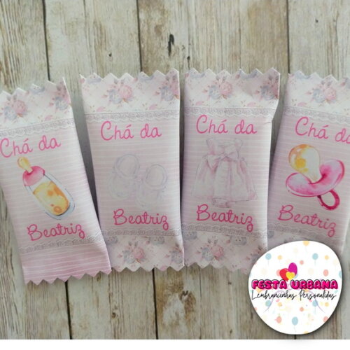 Bala Personalizada Chá de Bebê Rosa | Lembrancinha Festa Infantil