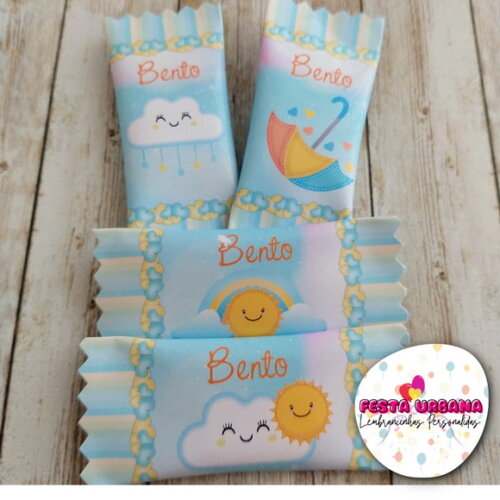 Bala Personalizada Chuva de Amor Azul | Lembrancinha Festa Infantil