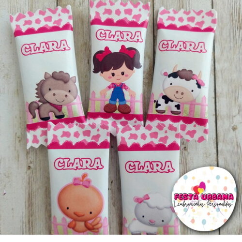 Bala Personalizada Fazendinha Rosa | Lembrancinha Festa Infantil