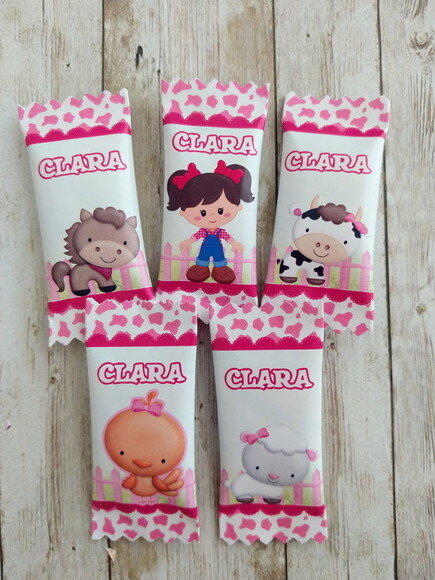 Bala Personalizada Fazendinha Rosa | Lembrancinha Festa Infantil