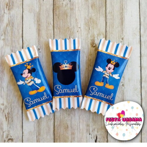 Bala Personalizada Mickey Realeza | Lembrancinha Festa Infantil