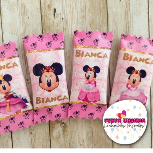 Bala Personalizada Minnie Realeza | Lembrancinha Festa Infantil