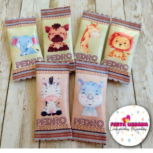 Bala Personalizada Safari Menino | Lembrancinha Festa Infantil