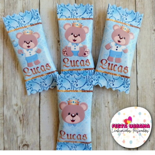 Bala Personalizada Ursinho Príncipe | Lembrancinha Festa Infantil