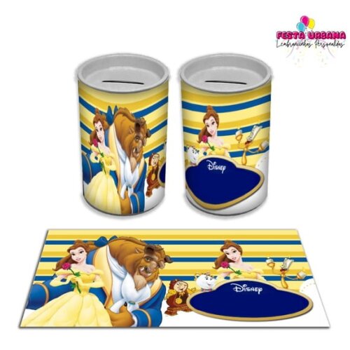 Adesivo Cofrinho Bela e a Fera | Tubolata Festa Infantil