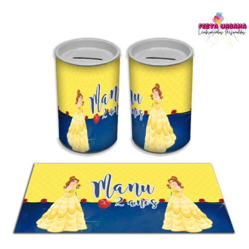 Adesivo Cofrinho Bela e a Fera | Tubolata Festa Infantil