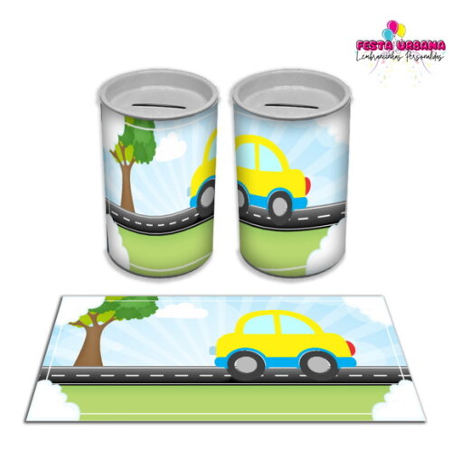 Adesivo Cofrinho Carrinho Brinquedos | Tubolata Festa Infantil