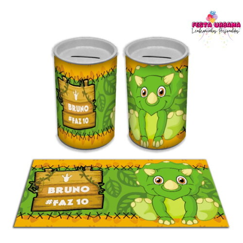 Adesivo Cofrinho Dinossauro Cute Baby | Tubolata Festa Infantil