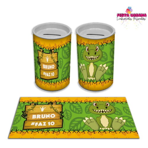 Adesivo Cofrinho Dinossauro Cute Baby | Tubolata Festa Infantil