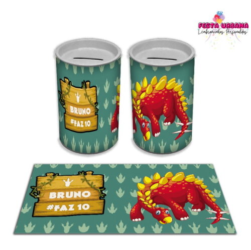 Adesivo Cofrinho Dinossauro Cute Baby | Tubolata Festa Infantil