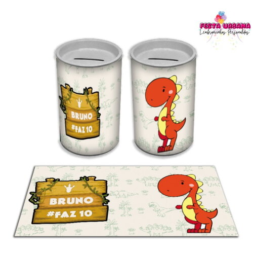 Adesivo Cofrinho Dinossauro Cute Baby | Tubolata Festa Infantil