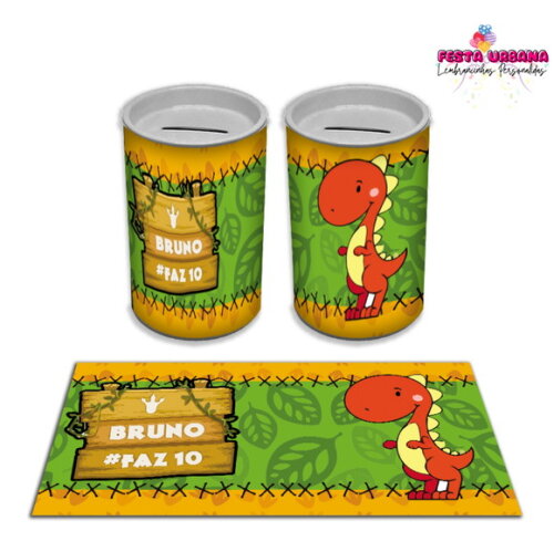 Adesivo Cofrinho Dinossauro Cute Baby | Tubolata Festa Infantil