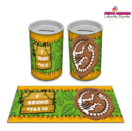 Adesivo Cofrinho Dinossauro Cute Baby | Tubolata Festa Infantil