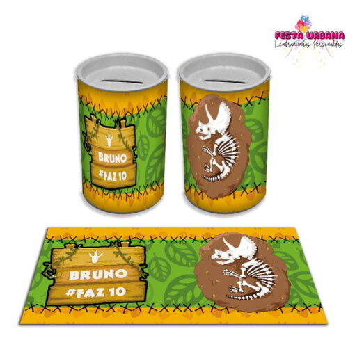 Adesivo Cofrinho Dinossauro Cute Baby | Tubolata Festa Infantil