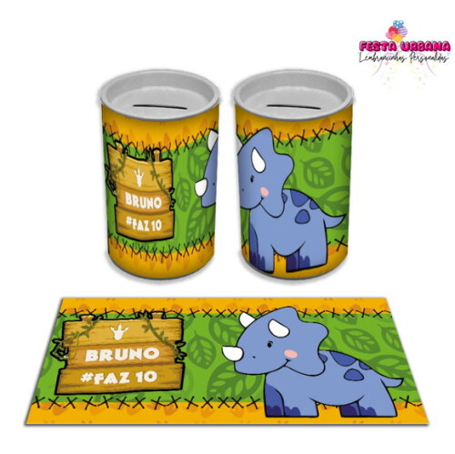 Adesivo Cofrinho Dinossauro Cute Baby | Tubolata Festa Infantil