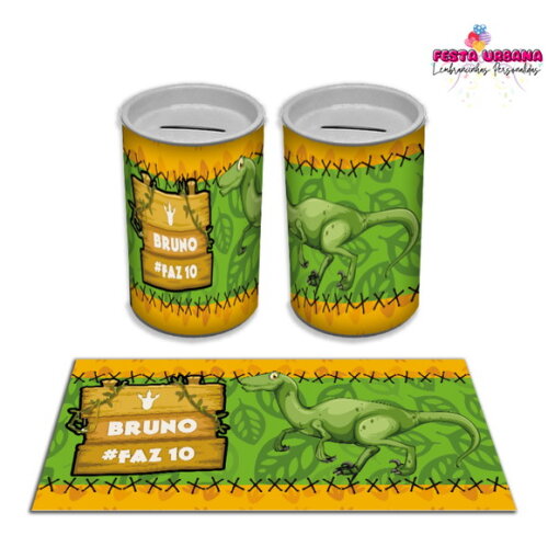 Adesivo Cofrinho Dinossauro Cute Baby | Tubolata Festa Infantil