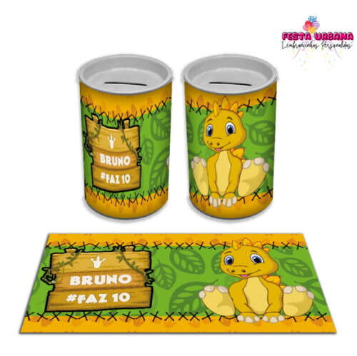 Adesivo Cofrinho Dinossauro Cute Baby | Tubolata Festa Infantil