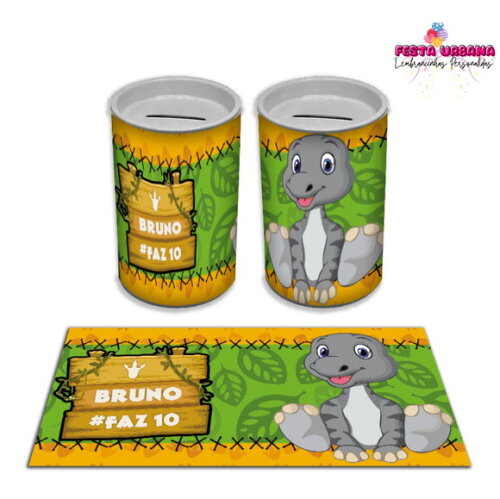 Adesivo Cofrinho Dinossauro Cute Baby | Tubolata Festa Infantil