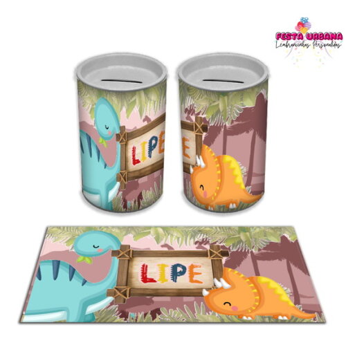 Adesivo Cofrinho Dinossauro Cute Baby | Tubolata Festa Infantil