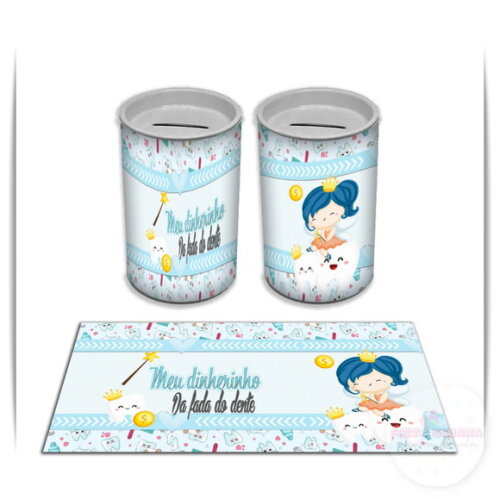 Adesivo Cofrinho Fada do Dente Meu Primeiro Dentinho | Tubolata Festa Infantil