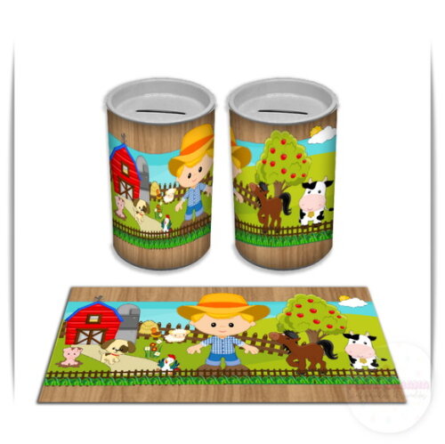 Adesivo Cofrinho Fazendinha Menino | Tubolata Festa Infantil