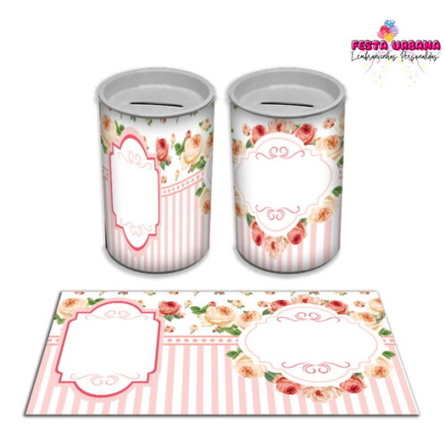 Adesivo Cofrinho Floral | Tubolata Festa Infantil