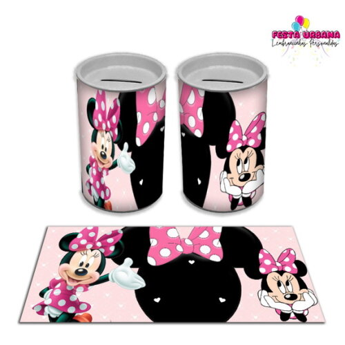 Adesivo Cofrinho Minnie Rosa | Tubolata Festa Infantil